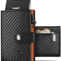 TENBST Herren Geldbörse mit RFID Schutz & Münzfach, Schwarz-Orange