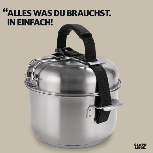 Campo Libre.® Enzo I Camping Kochgeschirr aus Edelstahl I kompaktes Campinggeschirr I Outdoor Kochgeschirr induktionsgeeignet I Camping Topf, Pfanne I perfekt für den Campingkocher I ENZO L Amazon.de: Sport & Freizeit - Image 2
