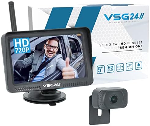 VSG24 5" HD Wireless Backup System Premium ONE for Cars, Wireless Car Kit Includes Backup Camera + Monitor
