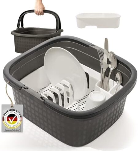 Hausfelder Camping Spülschüssel – Spülwanne mit Abtropfgestell & Henkel –