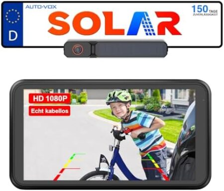 AUTO-VOX Solar Rückfahrkamera Kabellos mit 5" 1080P Monitor