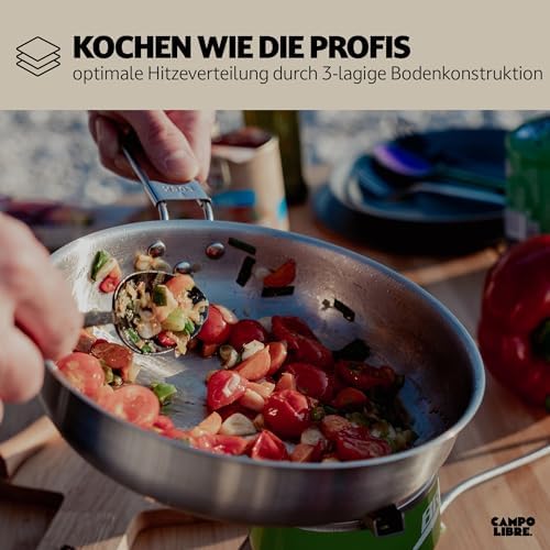 Campo Libre.® Enzo I Camping Kochgeschirr aus Edelstahl I kompaktes Campinggeschirr I Outdoor Kochgeschirr induktionsgeeignet I Camping Topf, Pfanne I perfekt für den Campingkocher I ENZO L Amazon.de: Sport & Freizeit - Image 5