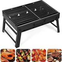 AGM Holzkohlegrill Picknickgrill Edelstahl Kleiner Grill Portable Campinggrill Abnehmbare BBQ Grills für Outdoor Garten Party usw. (52 x 29.5 x 22.2 cm)  Amazon.de: Garten