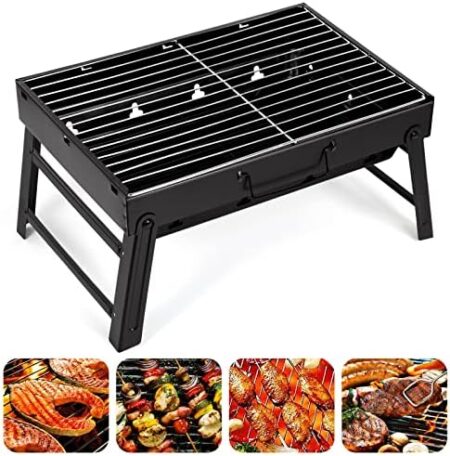 AGM Holzkohlegrill Picknickgrill Edelstahl Kleiner Grill Portable Campinggrill Abnehmbare BBQ Grills für Outdoor Garten Party usw. (52 x 29.5 x 22.2 cm)  Amazon.de: Garten