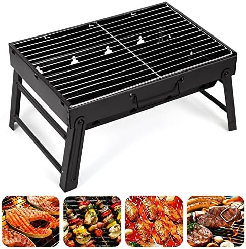 AGM Holzkohlegrill Picknickgrill Edelstahl Kleiner Grill Portable Campinggrill Abnehmbare BBQ Grills für Outdoor Garten Party usw. (52 x 29.5 x 22.2 cm) Amazon.de: Garten