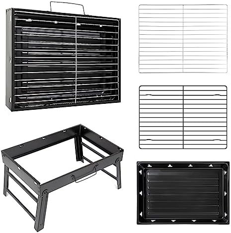 AGM Holzkohlegrill Picknickgrill Edelstahl Kleiner Grill Portable Campinggrill Abnehmbare BBQ Grills für Outdoor Garten Party usw. (52 x 29.5 x 22.2 cm) Amazon.de: Garten - Image 7