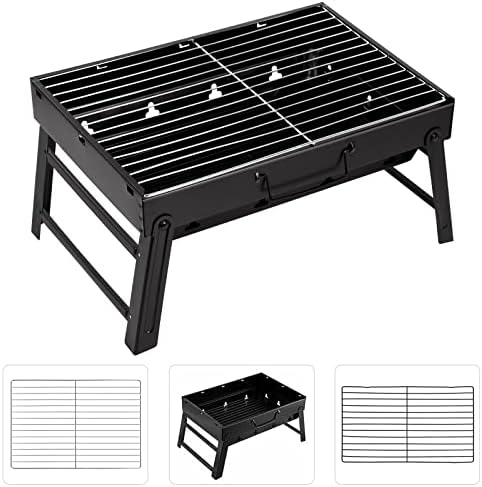 AGM Holzkohlegrill Picknickgrill Edelstahl Kleiner Grill Portable Campinggrill Abnehmbare BBQ Grills für Outdoor Garten Party usw. (52 x 29.5 x 22.2 cm) Amazon.de: Garten - Image 8