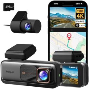 BOTSLAB Front and Rear Car Dashcam, 4K with GPS and WiFi