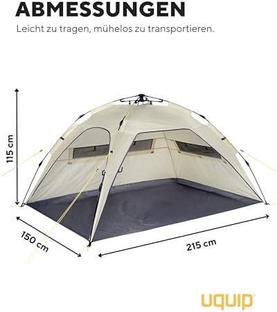 Uquip Strandmuschel Buzzy boulder I 150 x 110 x 215 cm I UPF 50+ Strandzelt zum Schutz vor Sonne, Wind & - Image 2