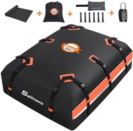 Sailnovo Auto Dachbox 21 Kubikfuß Faltbare Wasserdicht 1000D mit 10 verstärkte Gurte,
