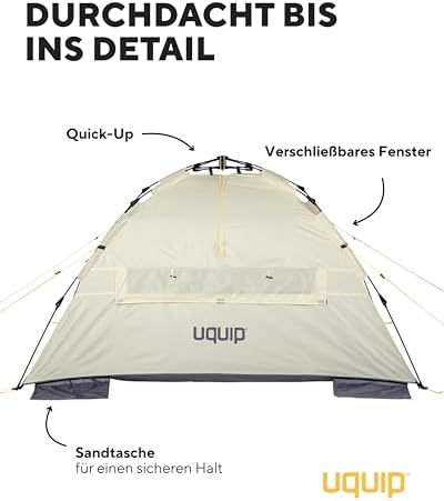Uquip Strandmuschel Buzzy boulder I 150 x 110 x 215 cm I UPF 50+ Strandzelt zum Schutz vor Sonne, Wind & - Image 5