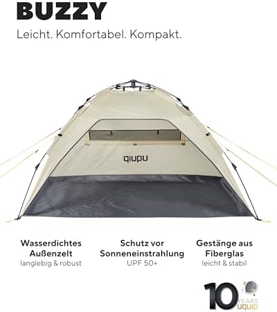 Uquip Strandmuschel Buzzy boulder I 150 x 110 x 215 cm I UPF 50+ Strandzelt zum Schutz vor Sonne, Wind & - Image 3