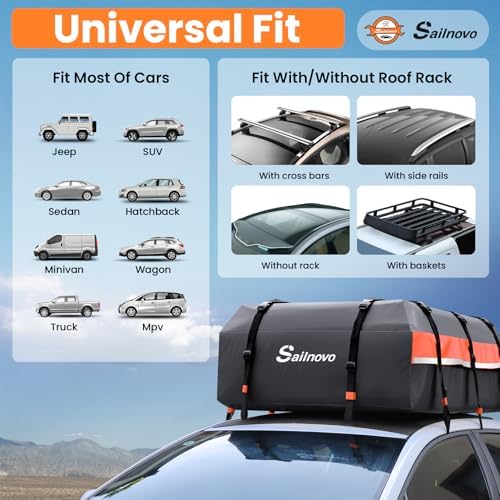 Sailnovo Auto Dachbox 21 Kubikfuß Faltbare Wasserdicht 1000D mit 10 verstärkte Gurte, - Image 5