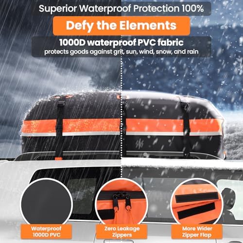 Sailnovo Auto Dachbox 21 Kubikfuß Faltbare Wasserdicht 1000D mit 10 verstärkte Gurte, - Image 3