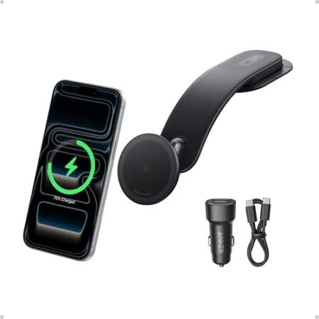 Anker Nano 15W Qi2 Wireless Car Charger 360° Adjustable | Magnetic fast charging charger, removable pad, robust metal holder, for iPhone 17/16/15/14/13/12 (with power supply)  Amazon.de: Electronics & Photo