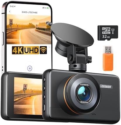 iZEEKER 4K Dash Cam Front Car 2160P WiFi Car Camera Front with 32GB Card | Front dash