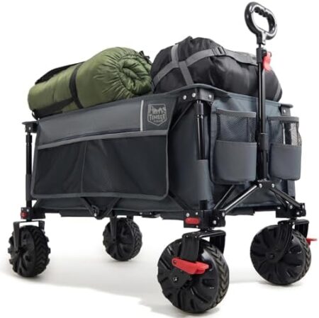 TIMBER RIDGE Handcart Foldable 200L Wide Tyres with Brakes Beach Trolley
