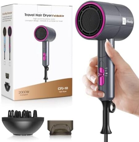 Amurhey Hair Dryer Hair Dryer Ion Easy Foldable Approx. 250 g / 2000 W