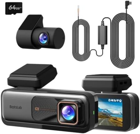 BOTSLAB Dashcam Car Front Rear 4K + 2K with 5.8GHz WiFi GPS,