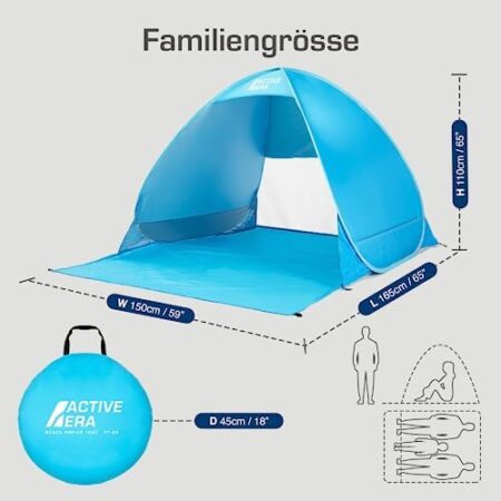Active Era Pop Up Strandmuschel mit UV Schutz, UPF 50+ Strandzelt,