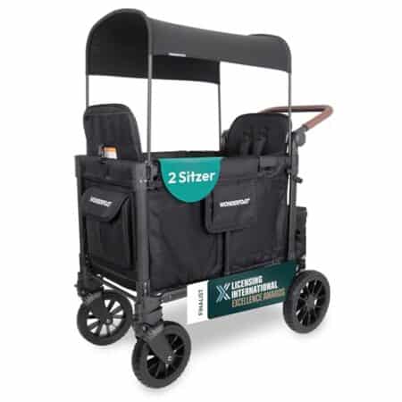 WONDERFOLD W2 Luxe Pro Stroller (2 Seater) - 5 Point Safety Belts and Adjustable ..