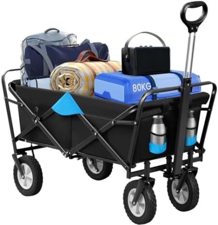 EUGAD Folding Trolley 4 Wheels for Camping, Shopping, Max Load 80 kg,