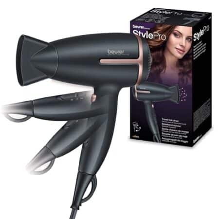 Beurer HC 25 travel hair dryer with ion function, small, foldable and light, 1600 watts