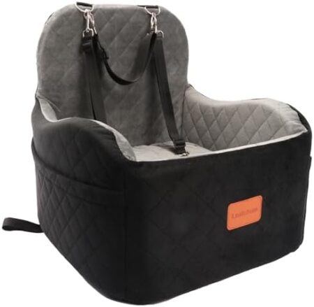 Lealchum Dog Booster Car Seat for Small/Medium Dogs,  Car Seat with 2 Clip-On Safety Leashes (Black/Grey, Medium)  Amazon.de: