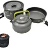 JZK Camping Cookware Set 2-3 People Foldable Camping Cooking Pot Set Saucepan