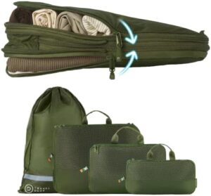 Travel Dude Packing Cube Set with Compression Made of Recycled Plastic Bottles,