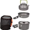 JZK Camping Cookware Set 2-3 People Foldable Camping Cooking Pot Set Saucepan