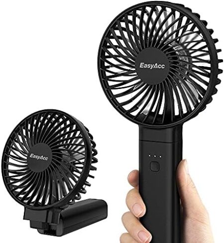 EasyAcc Handheld USB Fan with 3350 mAh Battery, Portable Electric Mini Fan, 17 Hours