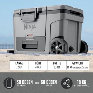 Ninja FrostVault Kühlbox mit Rollen und Isolierung, Schiefergrau, FB245EUGY | integrierter Dry Zone Schublade mit Kühlschranktemperatur, hält Eis tagelang, bietet Platz für bis zu 68 Dosen, Schiefergrau  Amazon.de: Sport & Freizeit