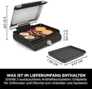 Ninja Sizzle Electric Grill Indoor & Plancha (Flat Grill Plate) Grey