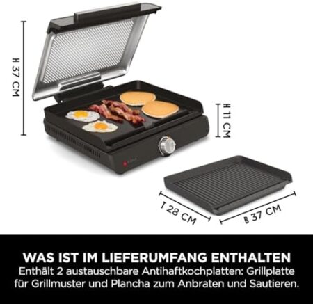 Ninja Sizzle Electric Grill Indoor & Plancha (Flat Grill Plate) Grey