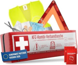 First Aid Kit Car 3-in-1 Standard 2026 First Aid Kit Warning Triangle | Combination bag car can be used throughout Europe, StVZO compliant, according to the latest regulation, compact and handy Amazon.de: Automotive