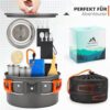 THTYBROS 17 Pieces Camping Cookware Set, Hard Anodized Aluminum Pot Pan Kettle with 2 Stainless Steel Cups Plates Cutlery for Outdoor Hiking Backpacking Picnic  Amazon.de: Sports & Outdoors