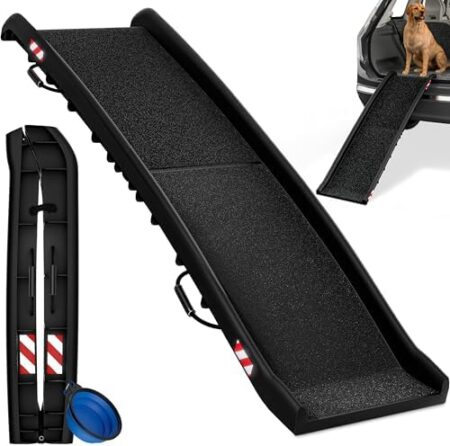CADOCA® Folding Dog Ramp Car | 156 x 40 cm, 90 kg, joint-friendly, non-slip, climbing aid, foldable, , drinking bowl  Amazon.de