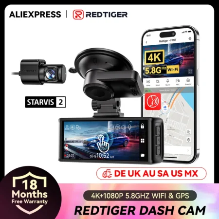 REDTIGER F7N TOUCH 4K Dash Cam Starvis 2 IMX675 5.8Ghz WIFI Car Camera For
