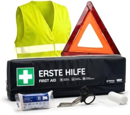 FLEXEO Car First Aid Bag with Warning Triangle and Safety Vest According to Current DIN 13164 |  First Aid Kit for Car/Car | Black  Amazon.de