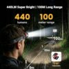 KLARUS HM1 Headlamp with Sensor Switch, Rechargeable Head Torch, 440 Lumens & 100 m Range, USB-C, 70 g Lightweight for Running, Dog Walking, Work, Camping  Amazon.de